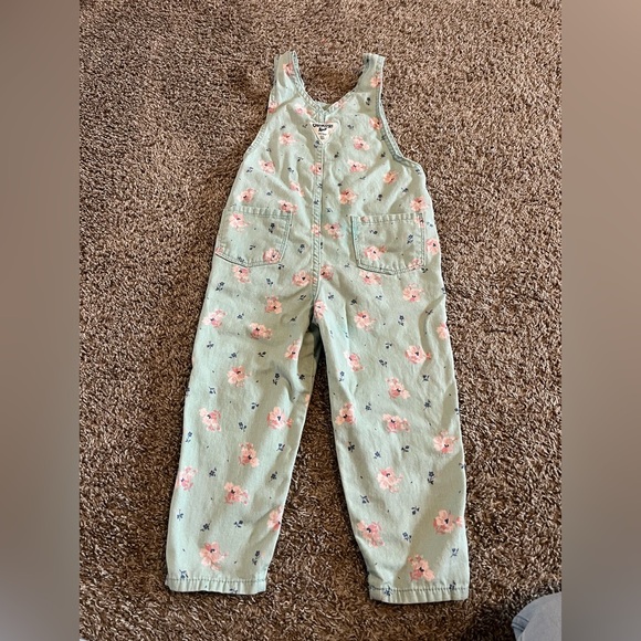 OshKosh B'gosh Mint Floral Overalls - Picture 3 of 4